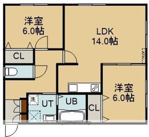 ワンセルフグランアージュⅡ(2LDK/2階)の間取り写真