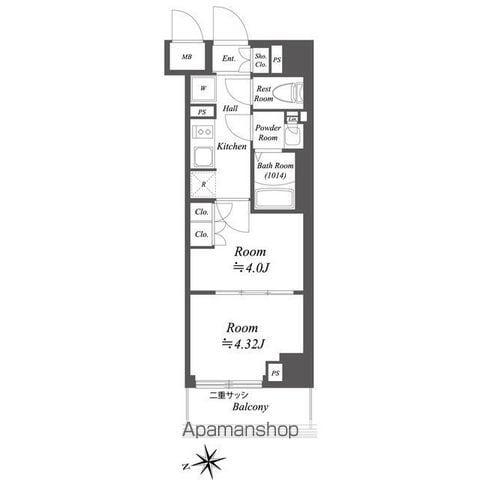 ブランシエスタ荻窪(2K/8階)の間取り写真