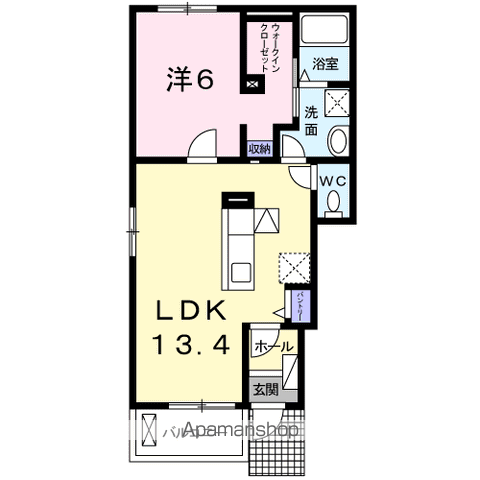 グリーンワールドⅢ(1LDK/1階)の間取り写真