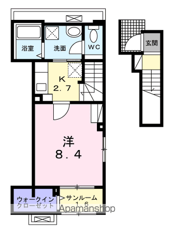 ブリュームⅡ(1K/2階)の間取り写真
