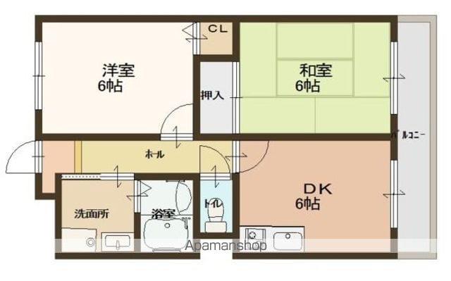 メゾン東陽(2DK/1階)の間取り写真