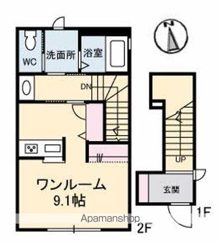 山口県周南市 2階建 築12年(ワンルーム/2階)の間取り写真