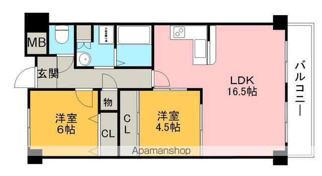 ロイヤルヒルズ待兼山(2LDK/2階)の間取り写真