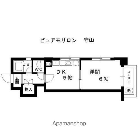 ピュアモリロン守山(1DK/3階)の間取り写真