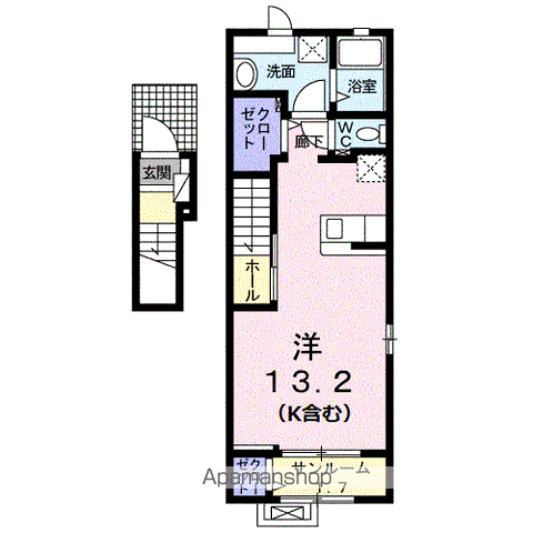 ハッピー大道タウン Ⅱ(ワンルーム/2階)の間取り写真