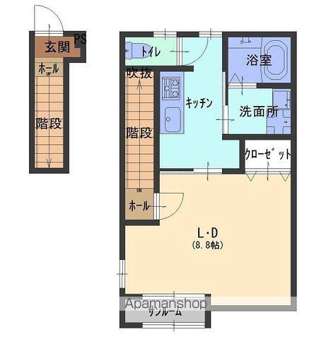 プルミエール(1K/2階)の間取り写真