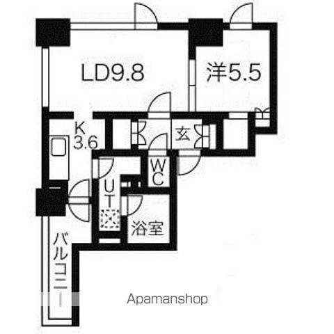 プライムメゾン南2条(1LDK/8階)の間取り写真