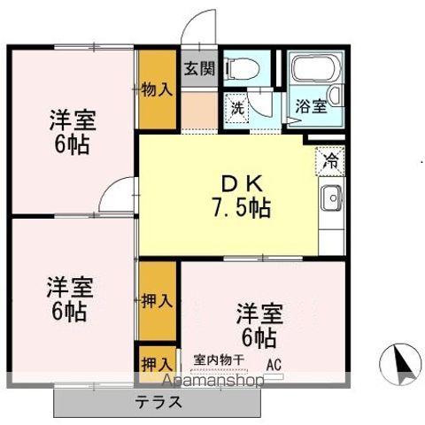 アネックスハゴロモ ガーデン(3DK/1階)の間取り写真