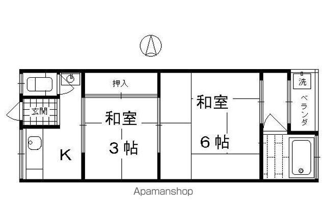 シャトー宝倉(1DK/4階)の間取り写真