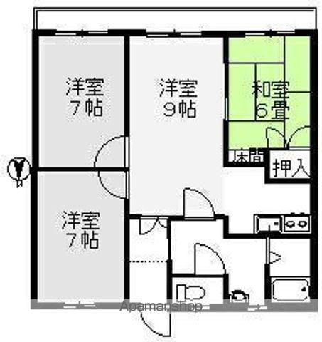 シャンセ赤坂(3LDK/2階)の間取り写真