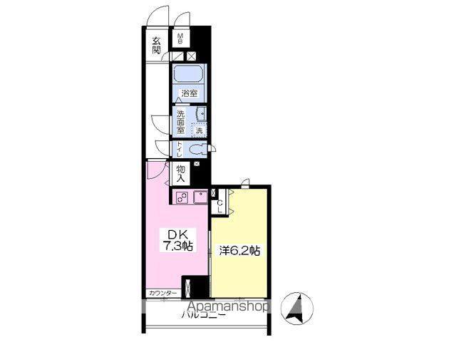 ベイタウン山手(1DK/3階)の間取り写真