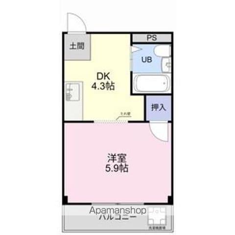 サンハイツ天道(1DK/3階)の間取り写真