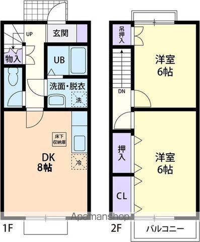 ユニゾン グラス(2DK/2階)の間取り写真