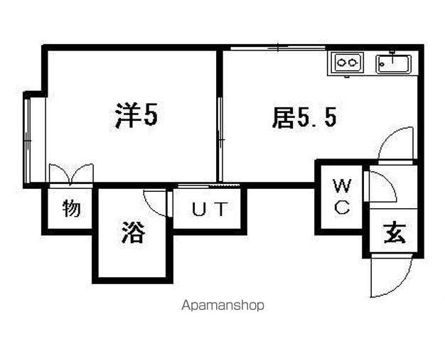 ビブレ月寒西Ⅱ(1DK/2階)の間取り写真