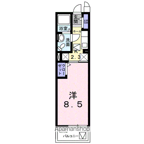 レガシーガーデンⅣA(1K/1階)の間取り写真