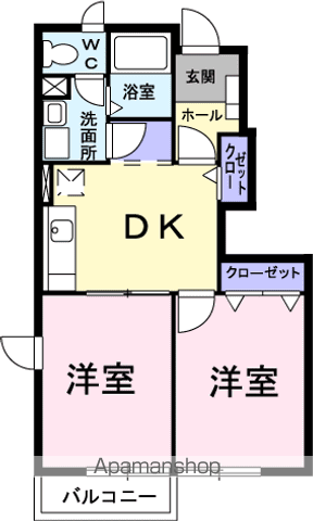 エーデルⅢ(2DK/1階)の間取り写真