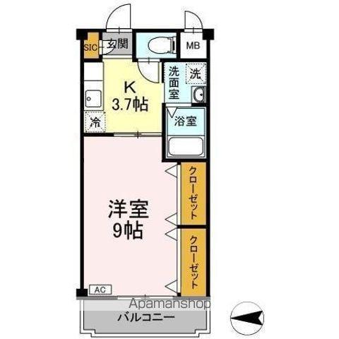 エトワール本陣(1K/3階)の間取り写真
