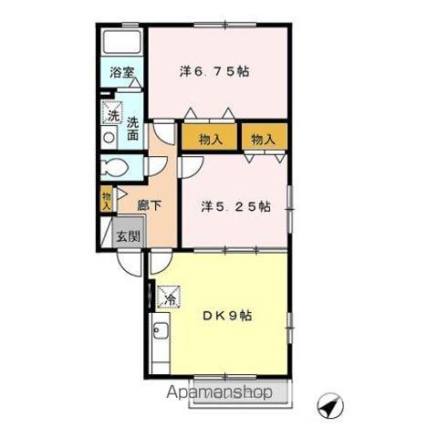 アメニティC(2DK/2階)の間取り写真
