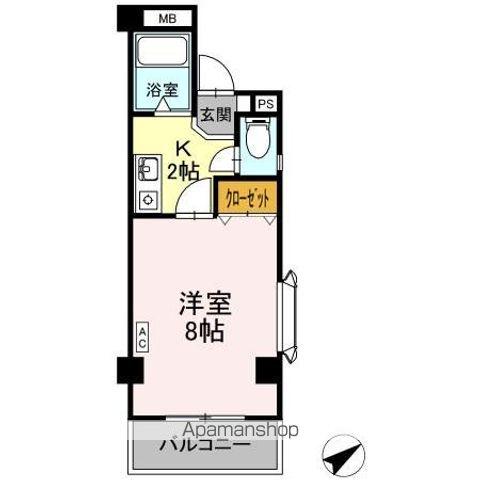 サン・ラモン本山(1K/2階)の間取り写真