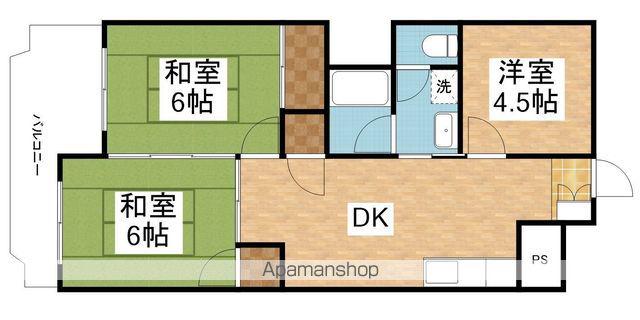アワヤママンション(3DK/2階)の間取り写真