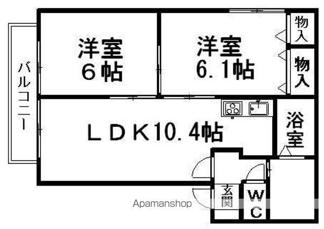 バリュージュ馬木 A棟(2LDK/1階)の間取り写真