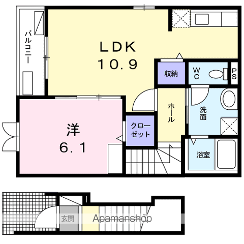 U・SEDIK・AMU(1LDK/2階)の間取り写真