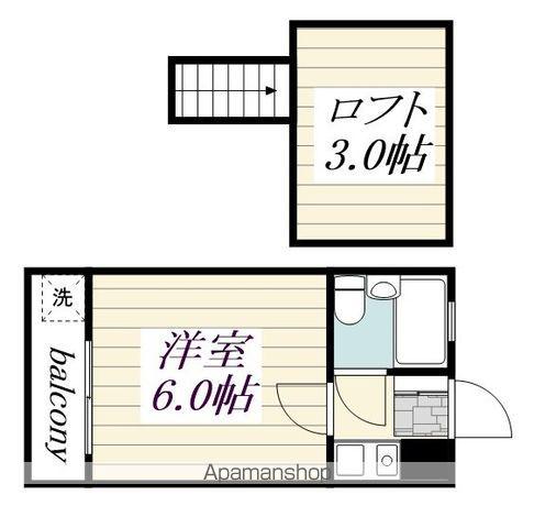 ジュネパレスシオン(1K/2階)の間取り写真