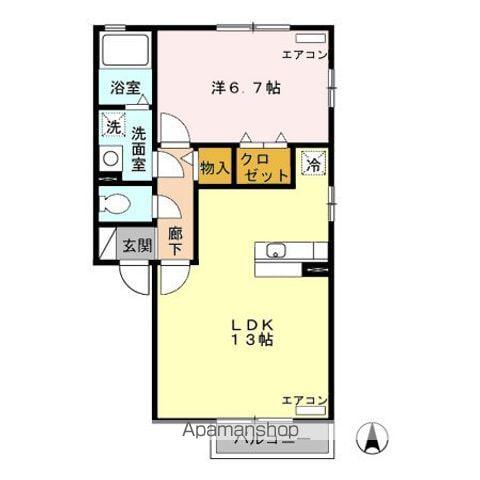 ラ・プロヴァンス(1LDK/2階)の間取り写真