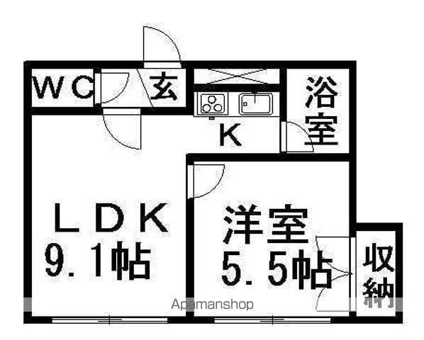 HS菊水624(1DK/4階)の間取り写真