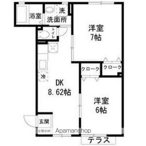 本牧グリーンハイツ(2DK/1階)の間取り写真