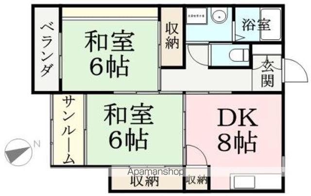 コーポ青山(2DK/3階)の間取り写真