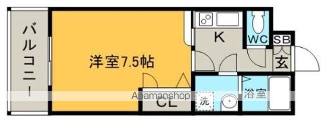 エンクレスト博多(1K/2階)の間取り写真