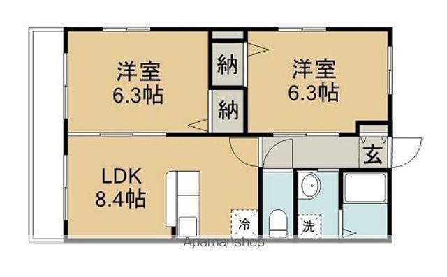 フレスコマンションⅢA棟(2DK/3階)の間取り写真