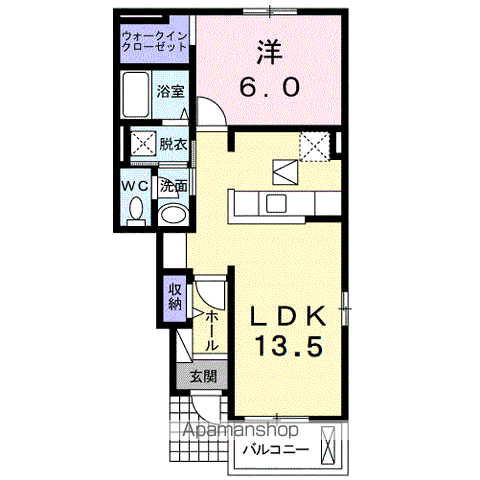 ミルト松前 Ⅰ(1LDK/1階)の間取り写真