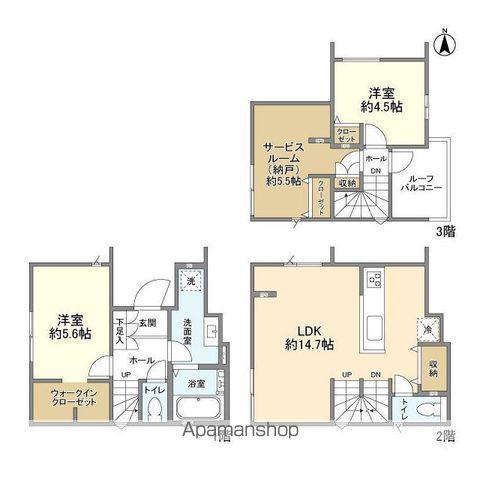 日暮里舎人ライナー 高野駅(東京) 徒歩8分 3階建 築1年(2SLDK)の間取り写真