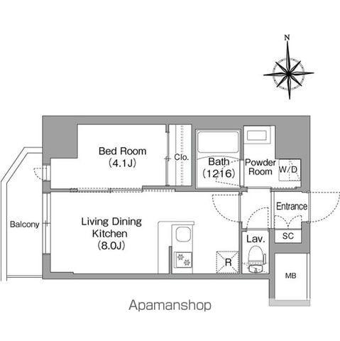 コンフォリア・リヴ北浜高麗橋(1LDK/9階)の間取り写真