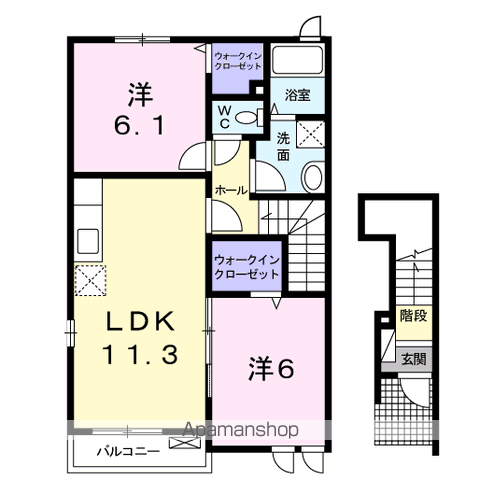 シャルロットⅢ(2LDK/2階)の間取り写真