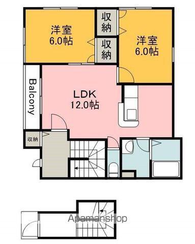 ベルリード馬木Ⅱ(2LDK/2階)の間取り写真