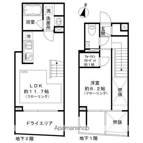 IPSE代々木上原DLX(1LDK/B1階)の間取り写真