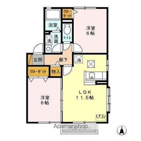 フォーシーズン白羽CD(2LDK/1階)の間取り写真