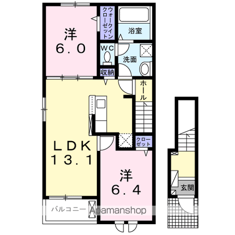 東武伊勢崎・大師線 加須駅 徒歩22分 2階建 築2年(2LDK/2階)の間取り写真