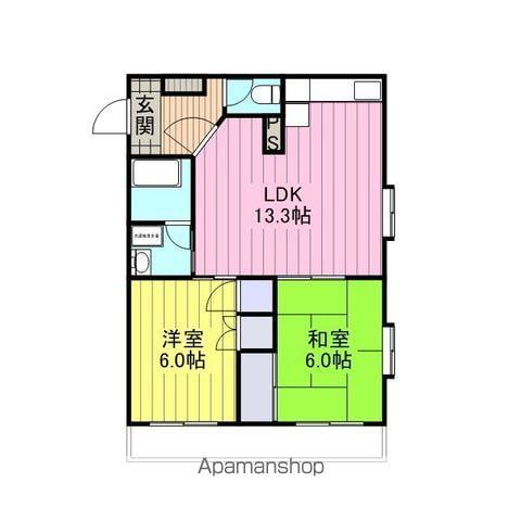 カレラハイツ(2LDK/2階)の間取り写真