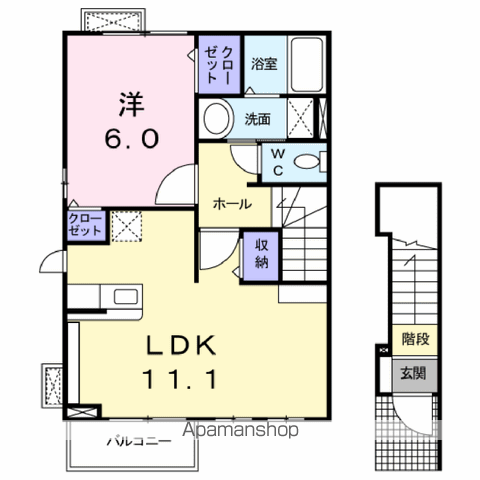 ギサンテ(1LDK/2階)の間取り写真