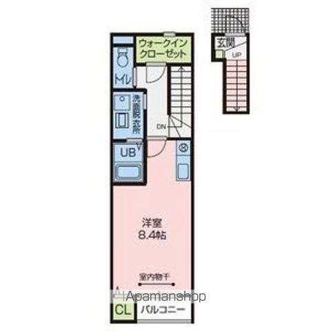 ペシュールⅢ(1K/2階)の間取り写真