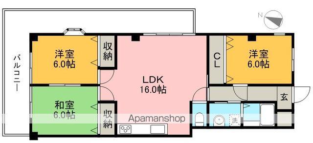 岡本マンション(3LDK/2階)の間取り写真
