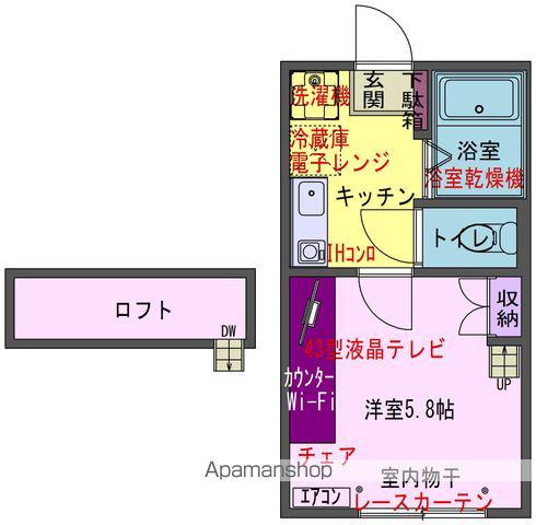 ラポール本通 Ⅱ(1K/1階)の間取り写真