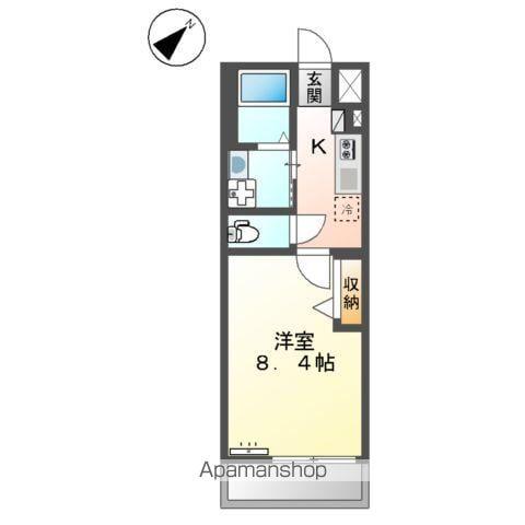 ホクレア(1K/2階)の間取り写真