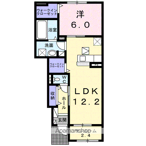 ユニットロル法鏡寺 A(1LDK/1階)の間取り写真
