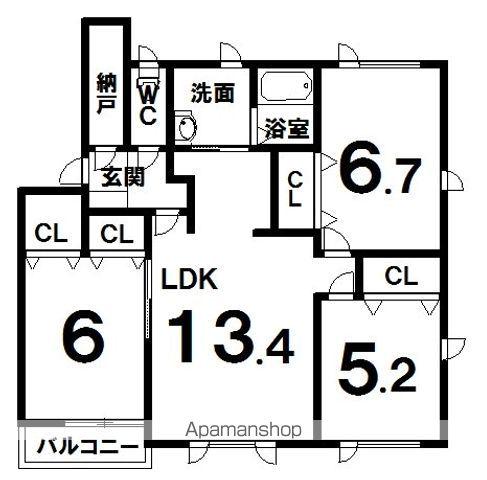 コーポTCB(3LDK/3階)の間取り写真