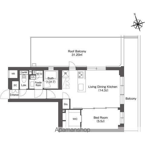 ルーウェ東大泉(1LDK/5階)の間取り写真